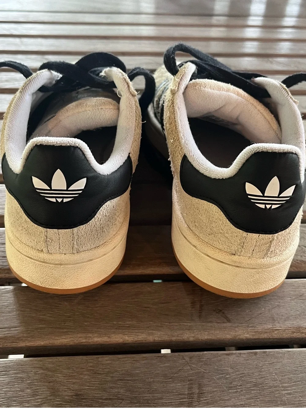 Women’s Adidas Campus Suede Sneakers Beige with Black Stripes